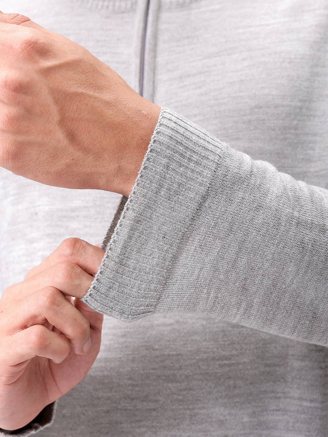 Men's Grey Relaxed Fit Solid High Neck Sweater