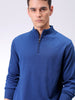 Men's Navy Blue Relaxed Fit Solid High Neck Sweater