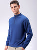 Men's Navy Blue Relaxed Fit Solid High Neck Sweater