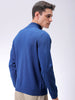 Men's Navy Blue Relaxed Fit Solid High Neck Sweater