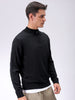Men's Black Relaxed Fit Solid High Neck Sweater