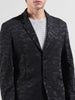 Men's Black Regular Fit Printed Casual Blazer