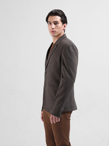 Men's Brown Regular Fit Printed Casual Blazer
