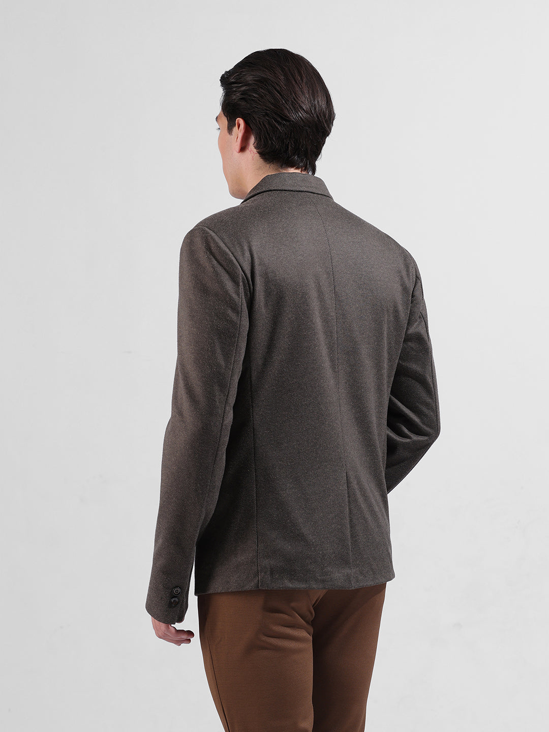 Men's Brown Regular Fit Printed Casual Blazer