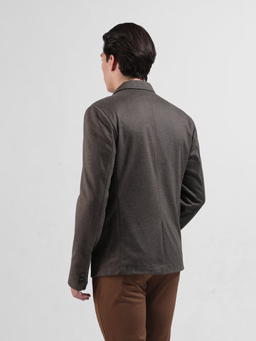 Men's Brown Regular Fit Printed Casual Blazer
