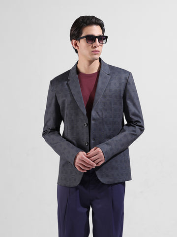 Men's Blue Regular Fit Checked Casual Blazer