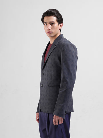Men's Blue Regular Fit Checked Casual Blazer
