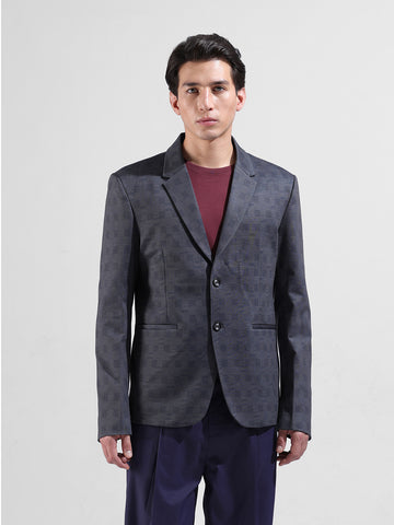 Men's Blue Regular Fit Checked Casual Blazer