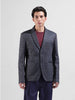Men's Blue Regular Fit Checked Casual Blazer