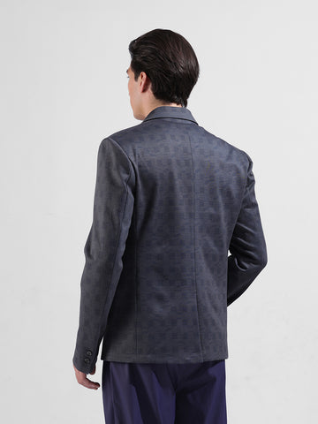 Men's Blue Regular Fit Checked Casual Blazer