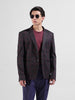 Men's Maroon Regular Fit Checked Casual Blazer