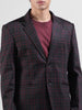 Men's Maroon Regular Fit Checked Casual Blazer