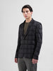 Men's Grey Regular Fit Checked Casual Blazer