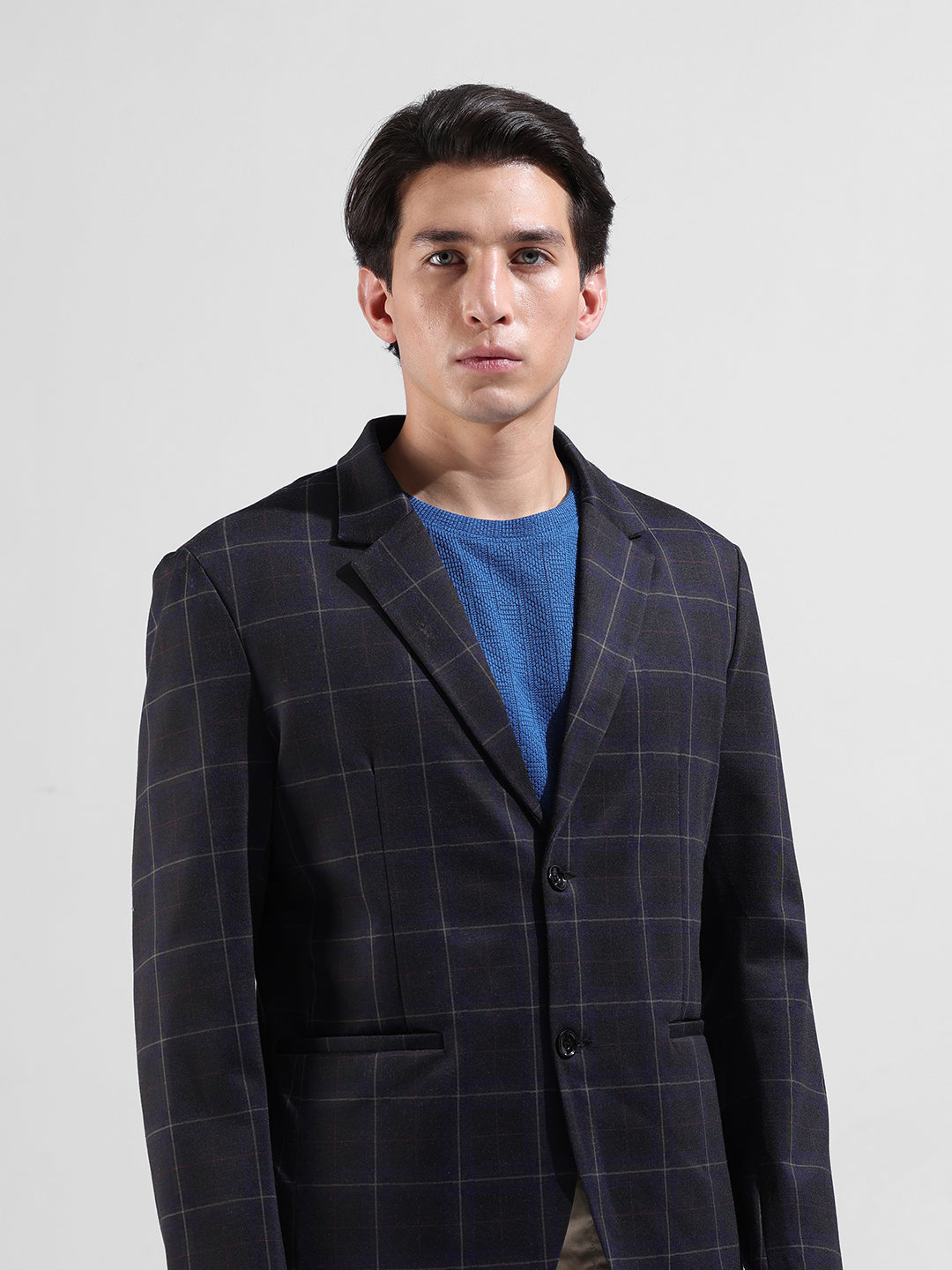 Men's Multicolor Regular Fit Checked Casual Blazer
