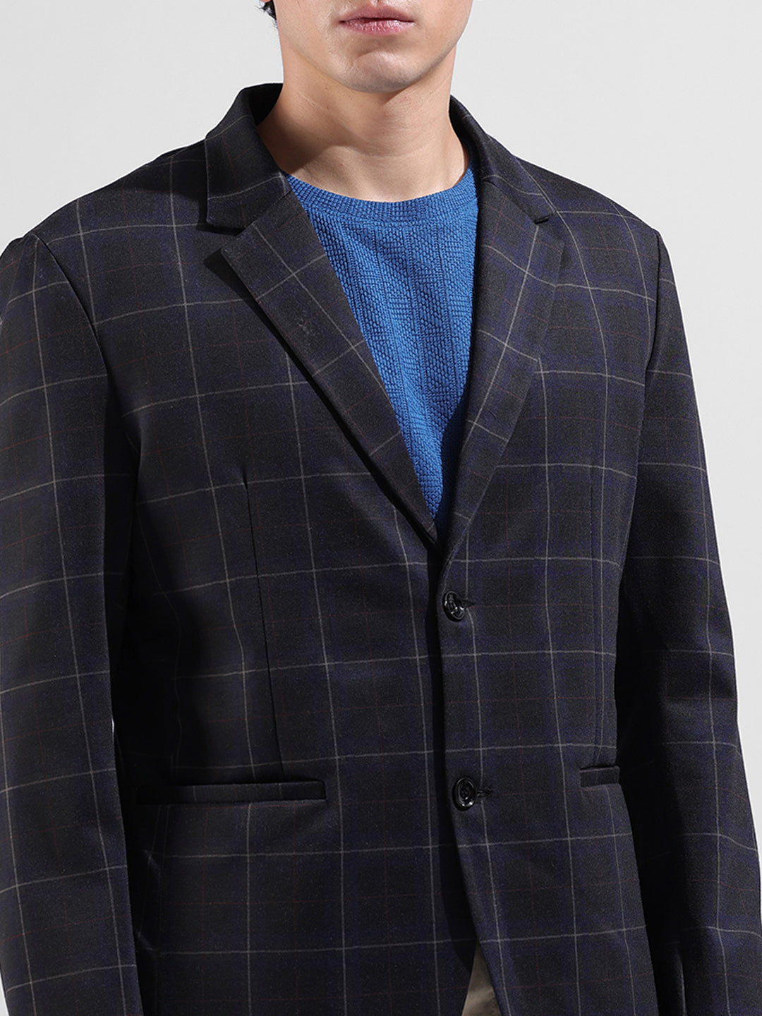 Men's Multicolor Regular Fit Checked Casual Blazer