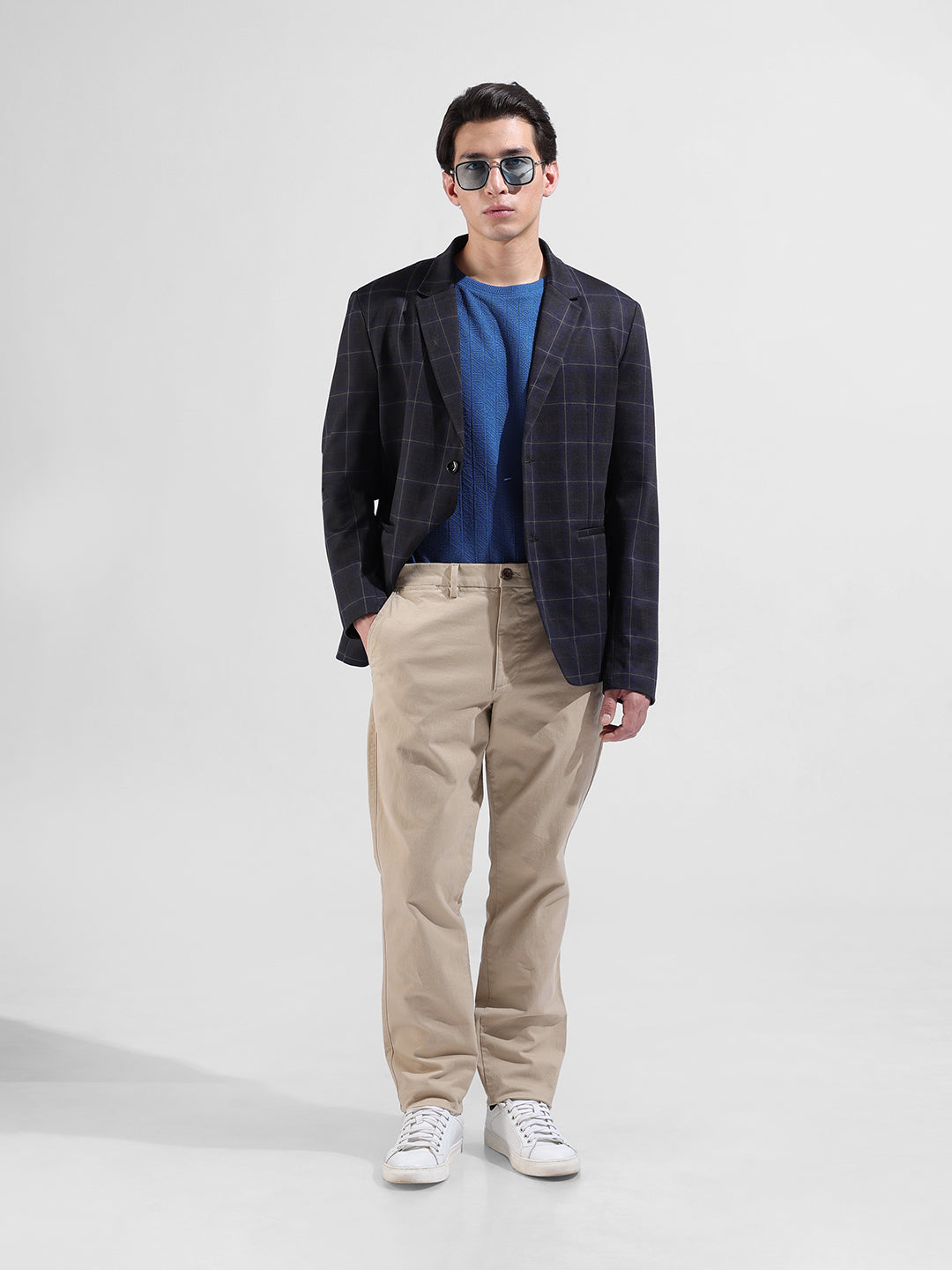 Men's Multicolor Regular Fit Checked Casual Blazer