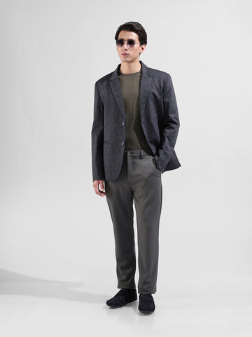 Men's Blue Regular Fit Printed Casual Blazer
