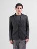 Men's Black Regular Fit Printed Casual Blazer