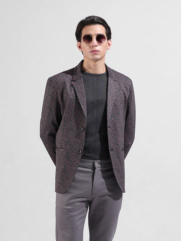 Men's Red Regular Fit Printed Casual Blazer