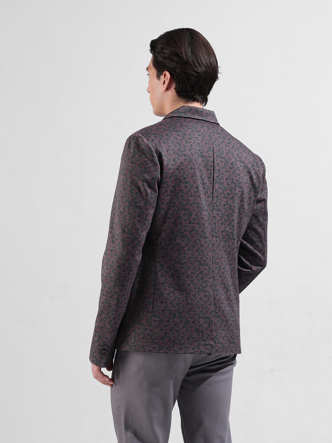 Men's Red Regular Fit Printed Casual Blazer