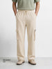 Men's Cream Relaxed Fit  Casual Joggers