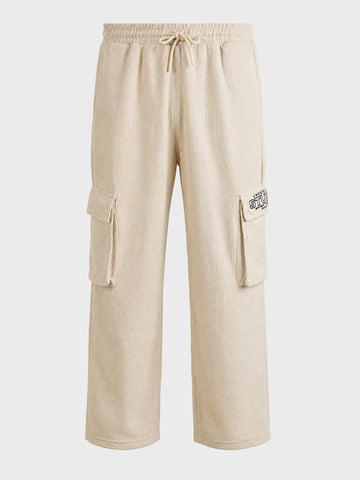 Men's Cream Relaxed Fit  Casual Joggers