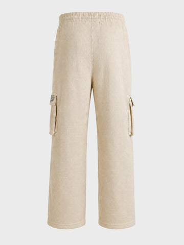 Men's Cream Relaxed Fit  Casual Joggers