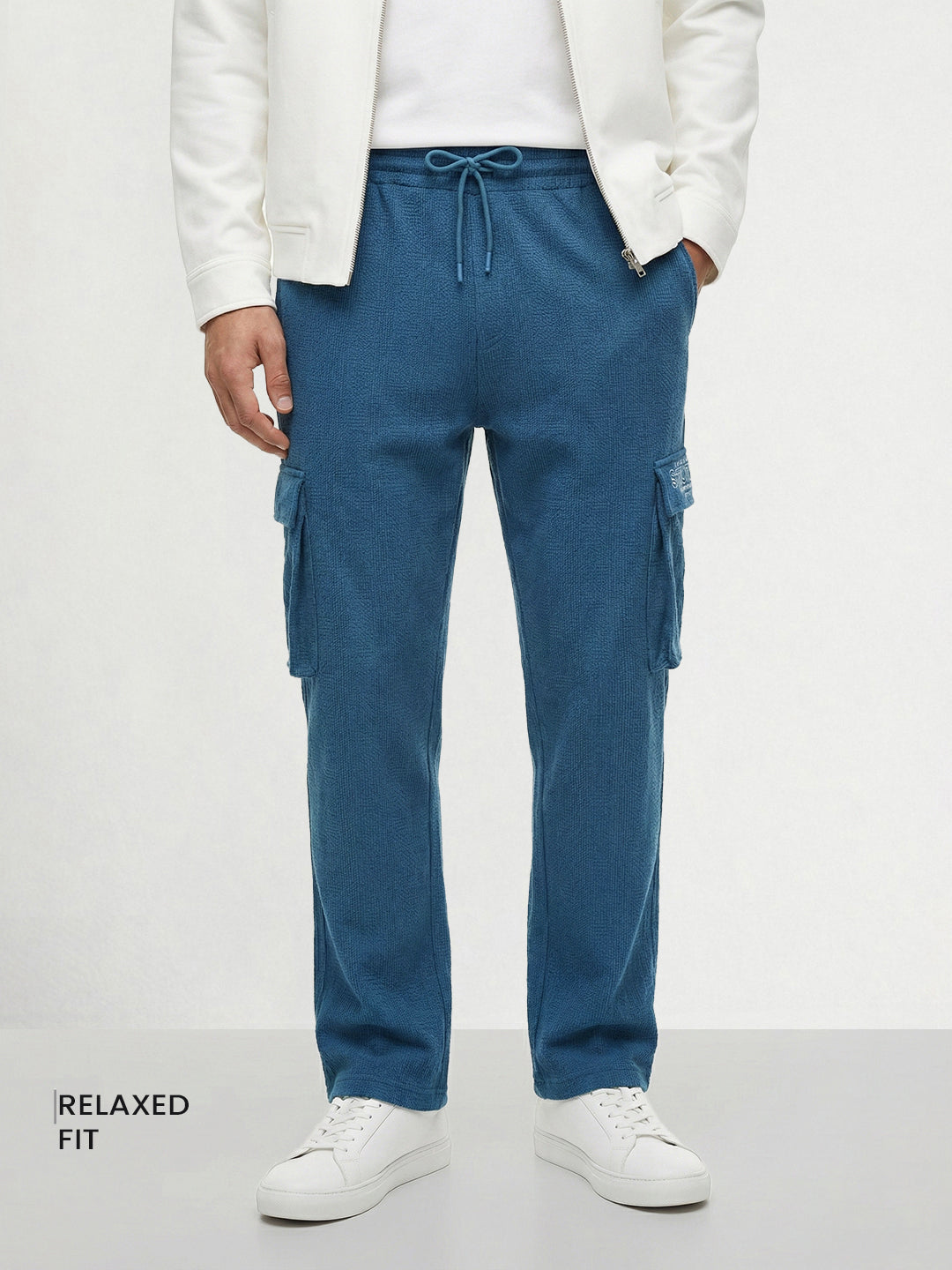 Men's Blue Relaxed Fit  Casual Joggers