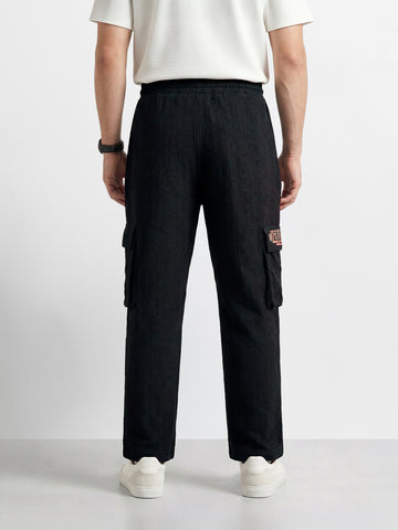 Men's Black Relaxed Fit Solid Casual Joggers