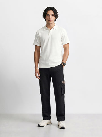 Men's Black Relaxed Fit Solid Casual Joggers