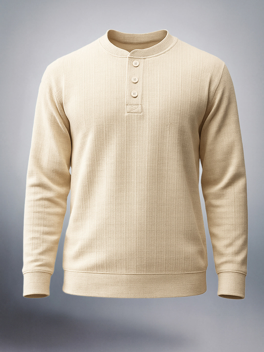 Men's Beige Relaxed Fit Textured Street Sweatshirt