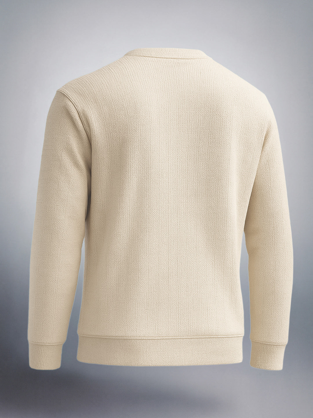 Men's Beige Relaxed Fit Textured Street Sweatshirt
