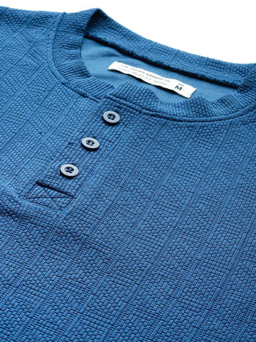 Men's Blue Relaxed Fit Textured Street Sweatshirt