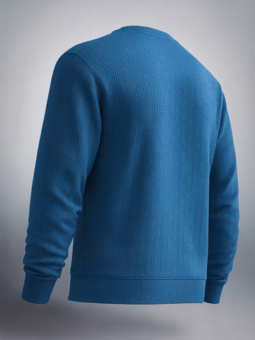 Men's Midnight Blue Relaxed Fit Solid Street Wear Sweat Shirt