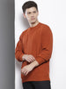 Men's Rust Relaxed Fit Textured Street Sweatshirt