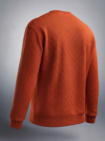 Men's Warm Amber Relaxed Fit Solid Street Wear Sweat Shirt