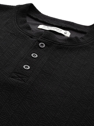 Men's Black Relaxed Fit Textured Street Sweatshirt