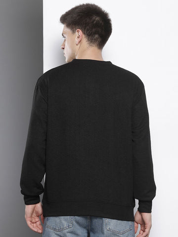 Men's Black Relaxed Fit Textured Street Sweatshirt