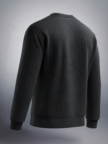 Men's Black Relaxed Fit Solid Street Wear Sweat Shirt