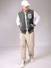 Men's Green Slim Fit Colourblocked Varsity Jacket