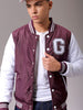Men's Maroon Slim Fit Colourblocked Varsity Jacket
