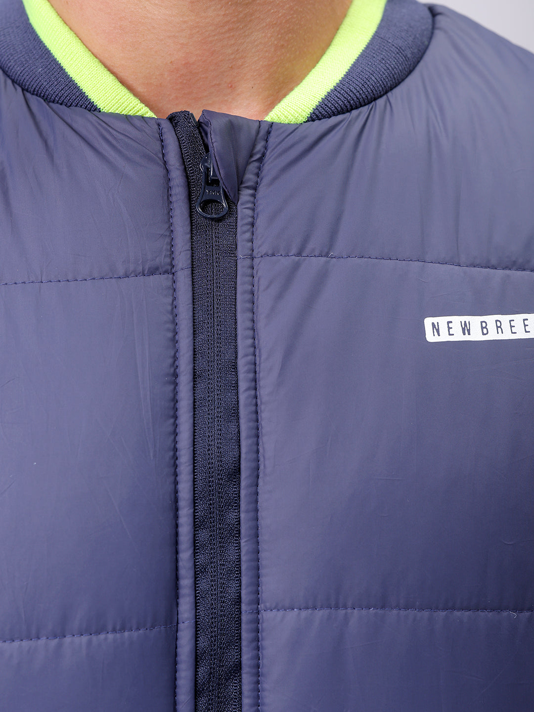 Men's Navy Blue Slim Fit Colourblocked Hooded Jacket