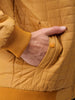 Men's Mustard Slim Fit Solid Hooded Jacket