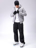 Men's Grey Slim Fit Solid Hooded Jacket