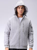Men's Grey Slim Fit Solid Hooded Jacket