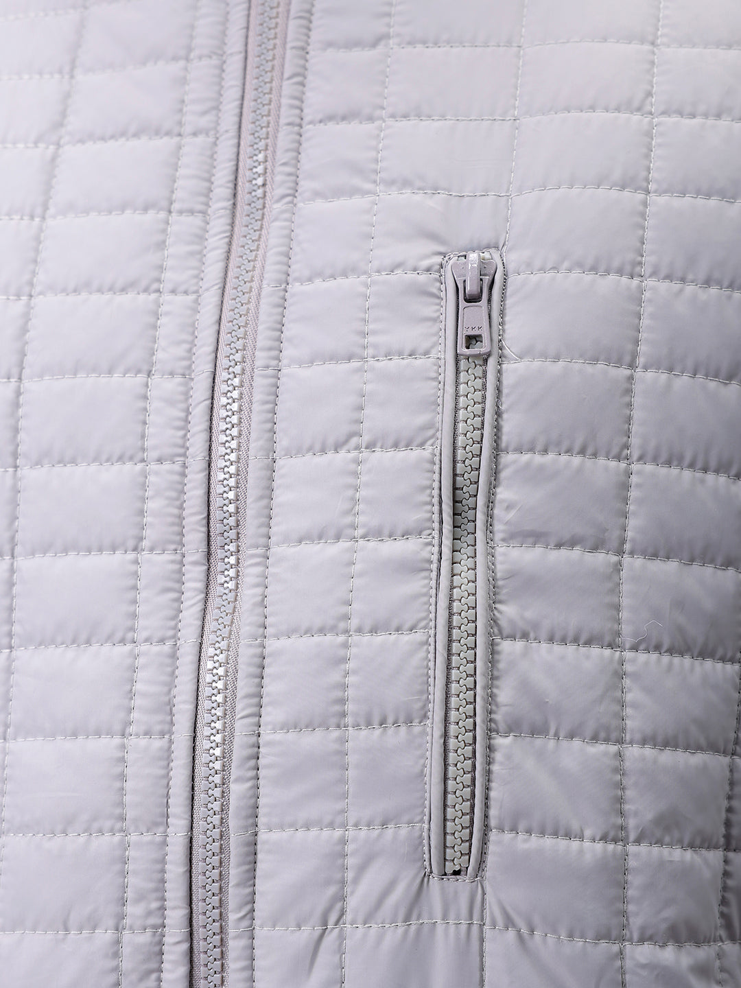 Men's Grey Slim Fit Solid Hooded Jacket