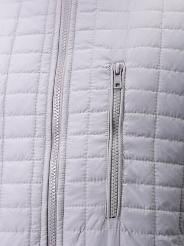 Men's Grey Slim Fit Solid Hooded Jacket