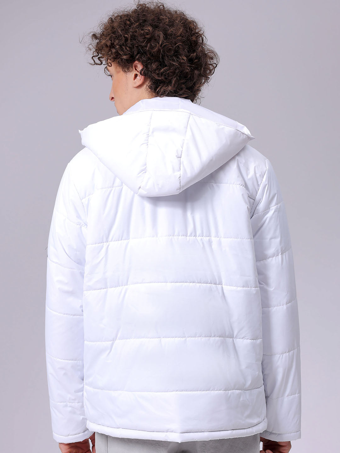 Men's Slim Fit Graphic Hooded Puffer Jacket