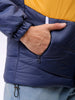 Men's Blue Slim Fit Graphic Printed Hooded Jacket