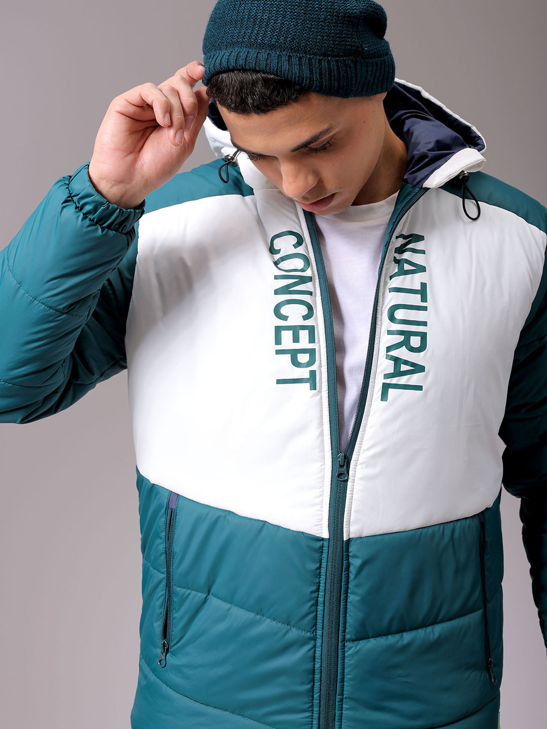 Men's Green Slim Fit Graphic Jacket